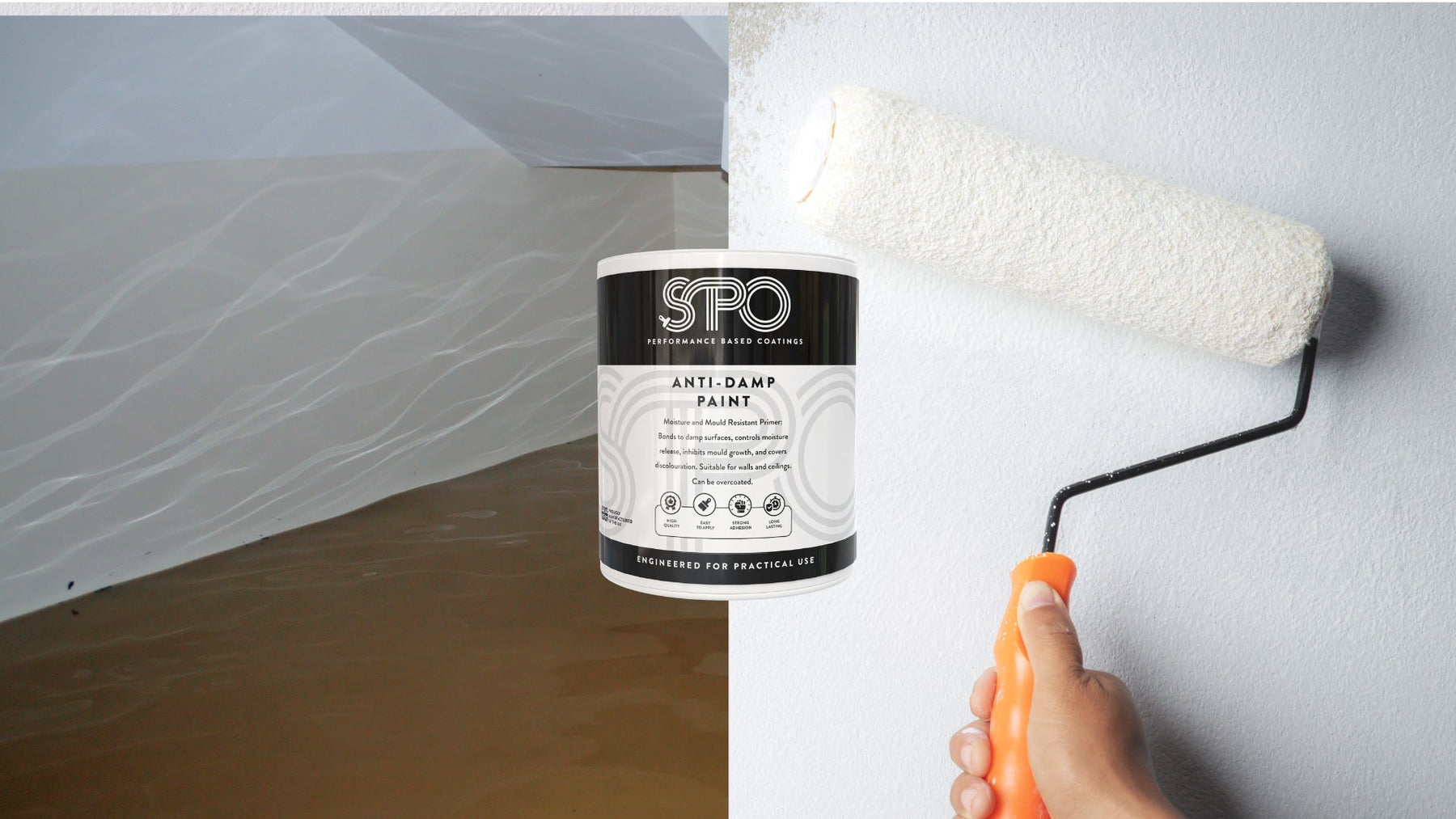 Paint Damp walls and Ceilings with SPO Anti-Damp Paint, no need to wait till surface fully dry