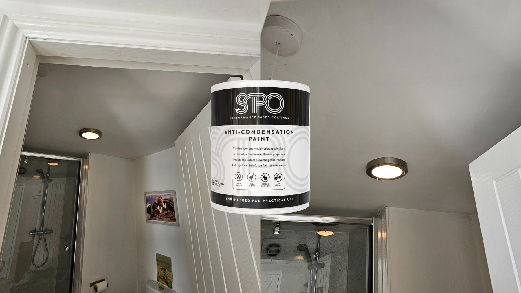 SPO anti-Condensation Paint Used In shower room for Air BnB to eliminate condensation and mould growth