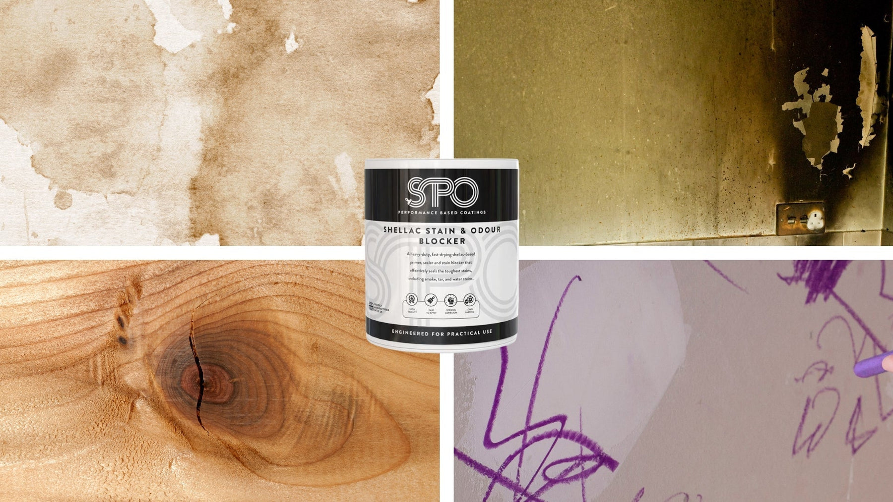 SPO Shellac Stain and Odour Blocker, heavy duty stain blocker for the toughest stains