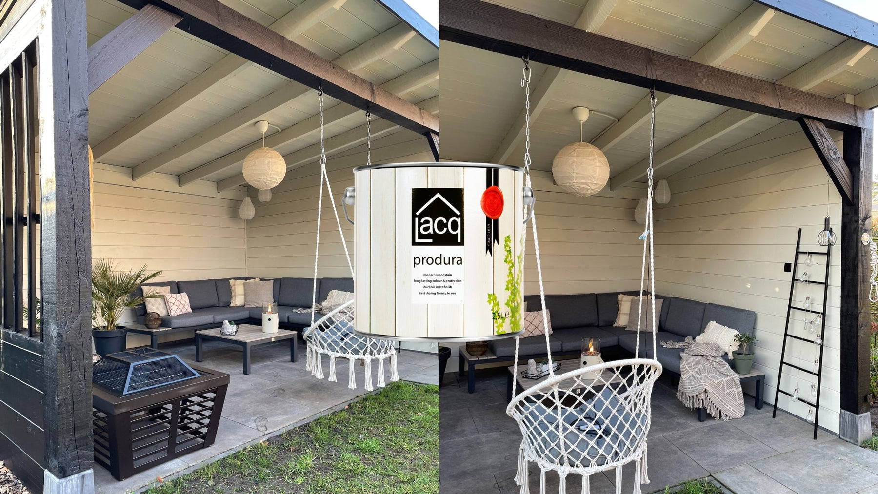 Two-Tone Pergola Upgrade: White & Black Lacq Produra