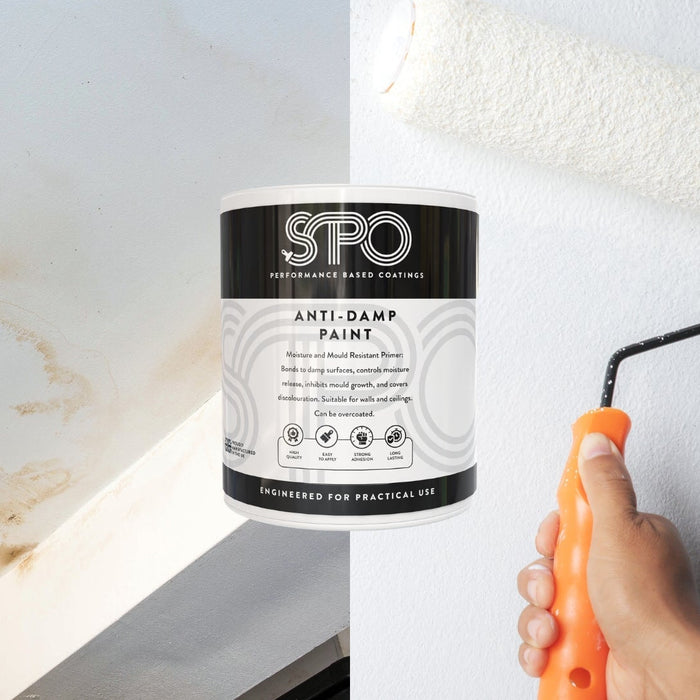 Paint Damp Walls and Ceilings After A Leak, No Need to Wait For Surfaces To Be Fully Dry with SPO Anti-Damp Paint