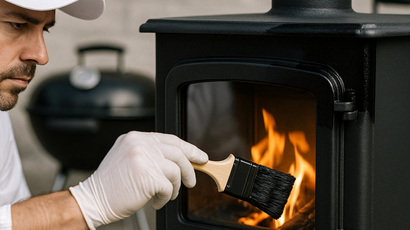 Wood Log Burner Stove Painted with SPO High Heat resistant Paint Black