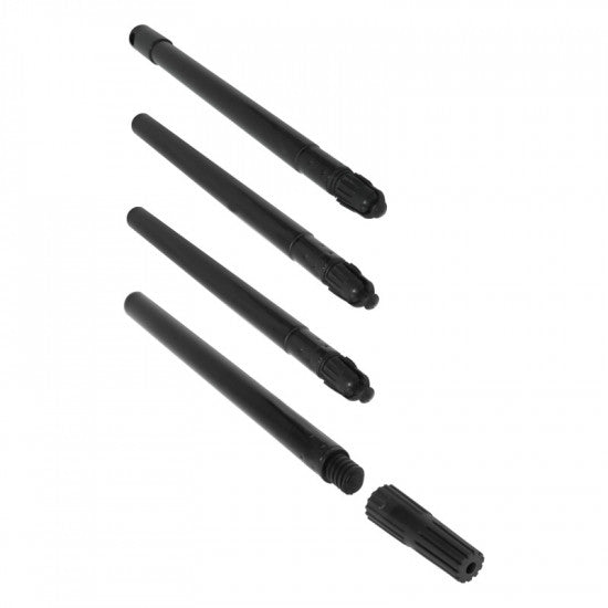 4 Part Metal Paint Roller Extension Pole front view showing collapsed and extended sections.