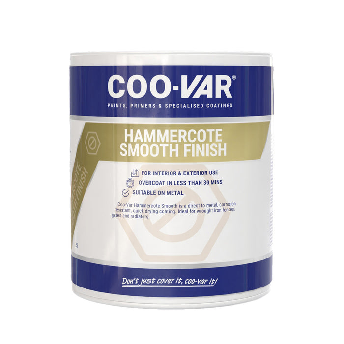Coo-Var Hammercote Metal Paint Smooth Finish Shown In Front Facing Tin