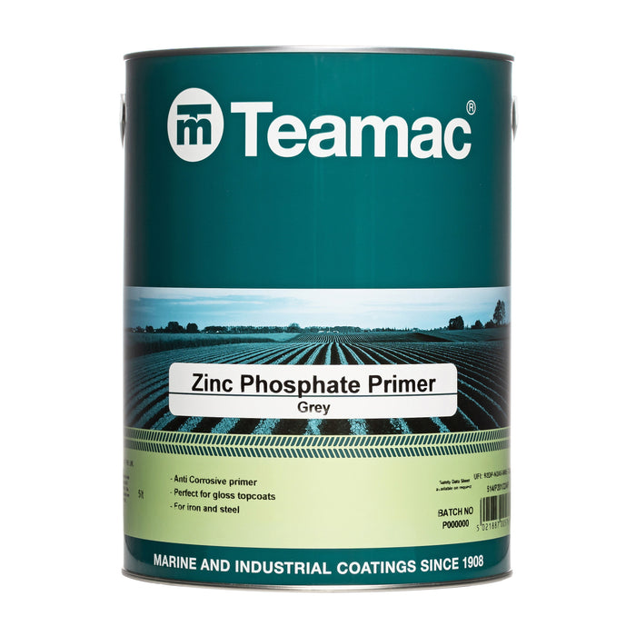 Teamac zinc phosphate primer showing in its Front Facing Tin