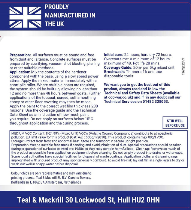 Coo-Var Dampshield Primer back base label with application instructions and safety guidance.