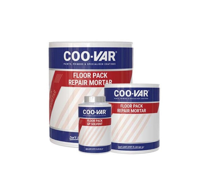Coo-Var Floor Pack Repair Mortar front of tin showing product branding and label.