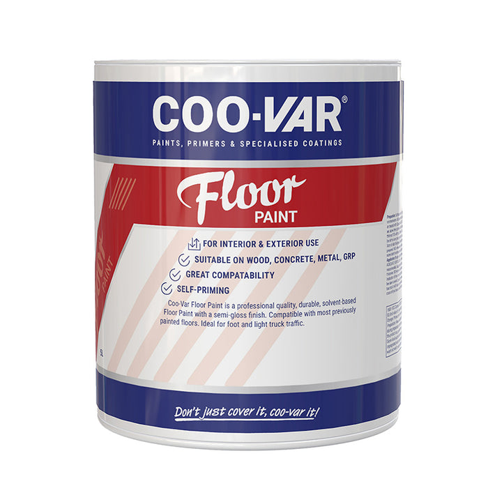 Coo-Var Floor Paint front of tin showing product label and branding.
