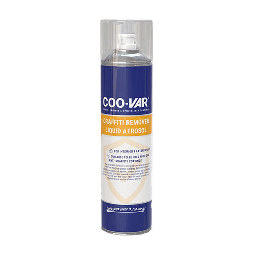 Coo-Var Graffiti Remover Spray shown in its front-facing tin.