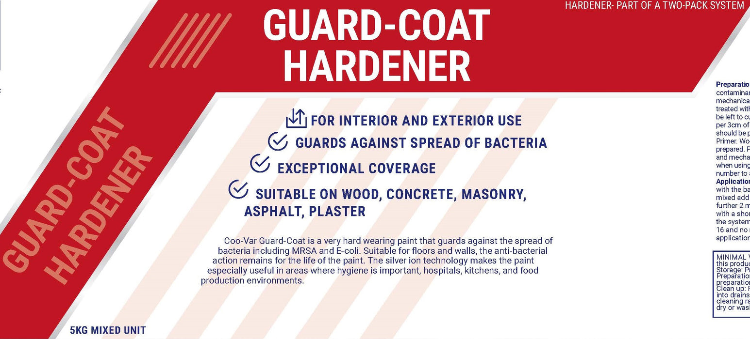 Coo-Var Guardcoat Antibacterial Paint hardener front label.