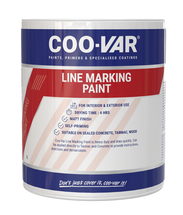 Coo-Var Line Marking Paint shown in its front-facing tin.