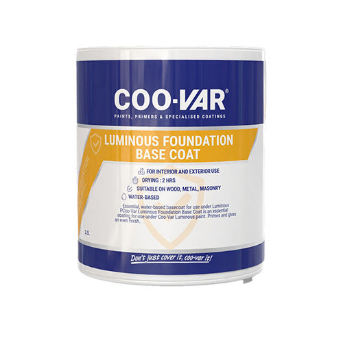 Coo-Var Luminous Foundation Base Coat front of tin showing product branding and tin design.