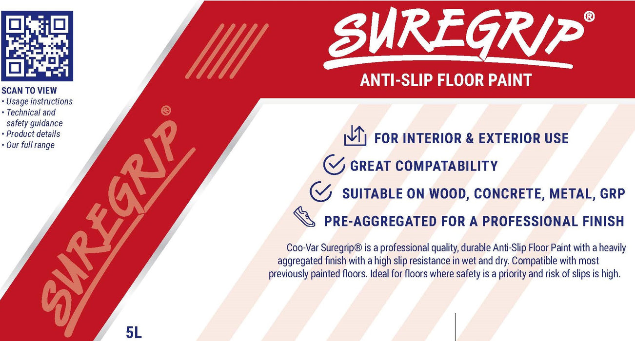 Coo-Var Suregrip Anti-Slip Floor Paint front label with product details.