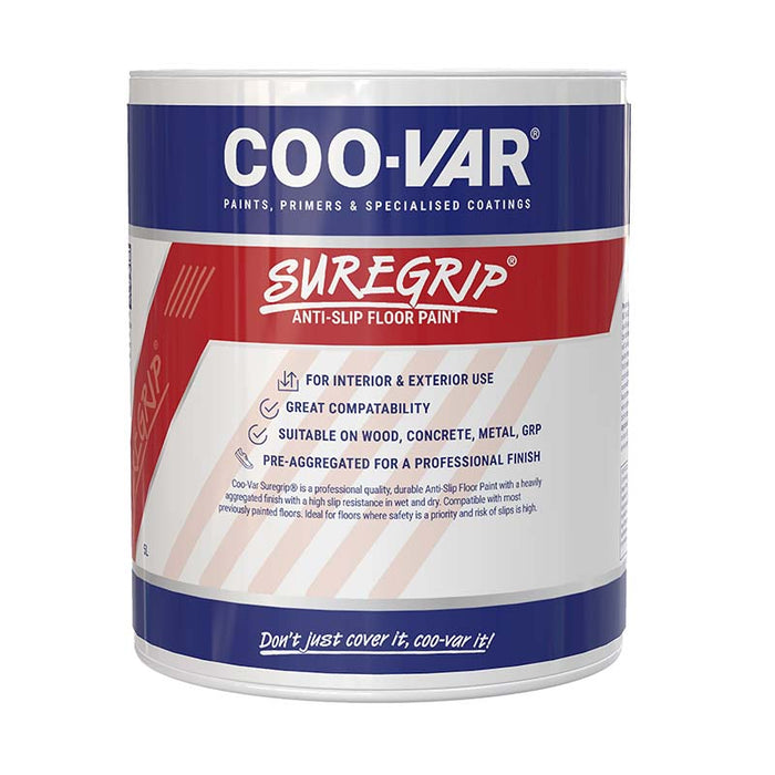 Coo-Var Suregrip Anti-Slip Floor Paint shown in its front-facing tin.
