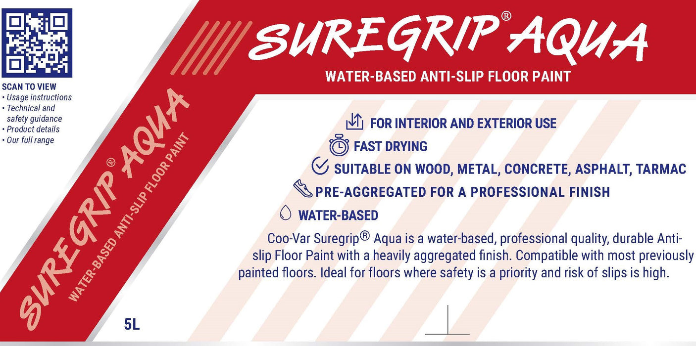 Coo-Var Suregrip Aqua Anti-Slip Floor Paint front label with branding.