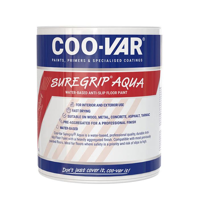 Coo-Var Suregrip Aqua Water-Based Anti-Slip Floor Paint in front-facing tin.