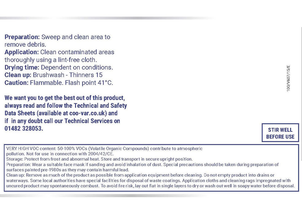 Coo-Var Universal Degreaser back label with application instructions and safety warnings.