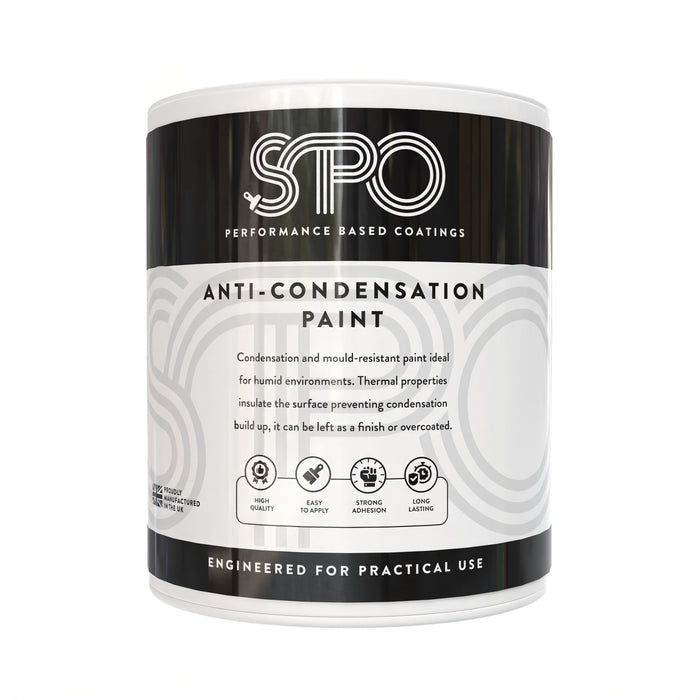 SPO Anti-Condensation Paint shown in its front-facing tin.