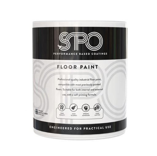SPO Floor Paint shown in its front-facing tin.