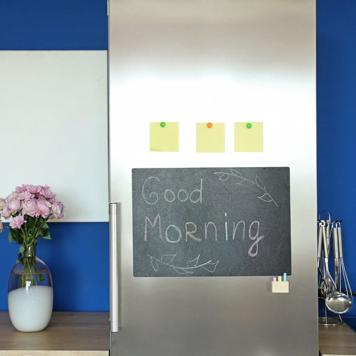 SPO Magnetic Chalkboard Paint applied to a kitchen fridge Chalkboard.
