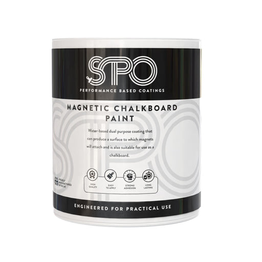 SPO Magnetic Chalkboard Paint shown in its front-facing tin.