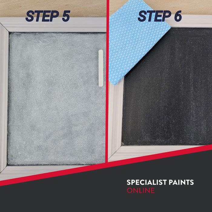 SPO Magnetic Chalkboard Paint application process, steps 5 and 6 shown.