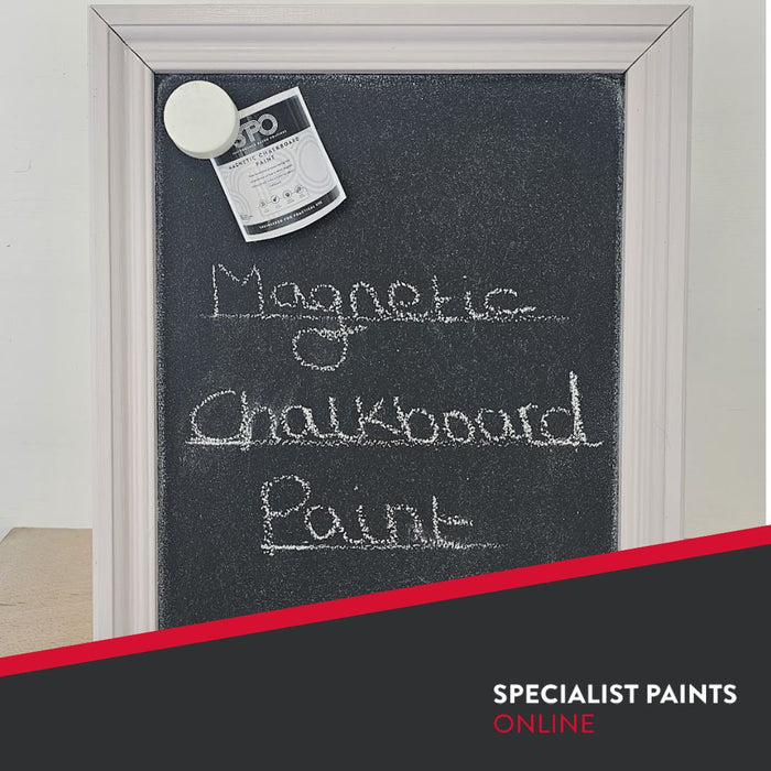 SPO Magnetic Chalkboard Paint used on a wall-mounted menu board.
