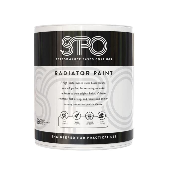 SPO Radiator Paint shown in its front-facing tin.