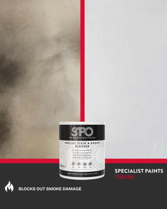 SPO Shellac Stain & Odour Blocker sealing smoke damage effectively.