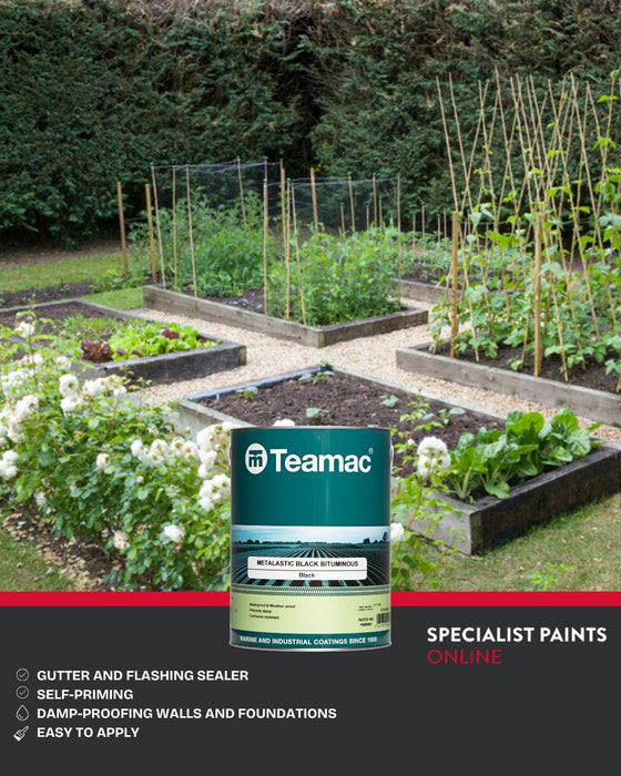 Teamac Bitumen Paint used on sleeper planters for garden protection.