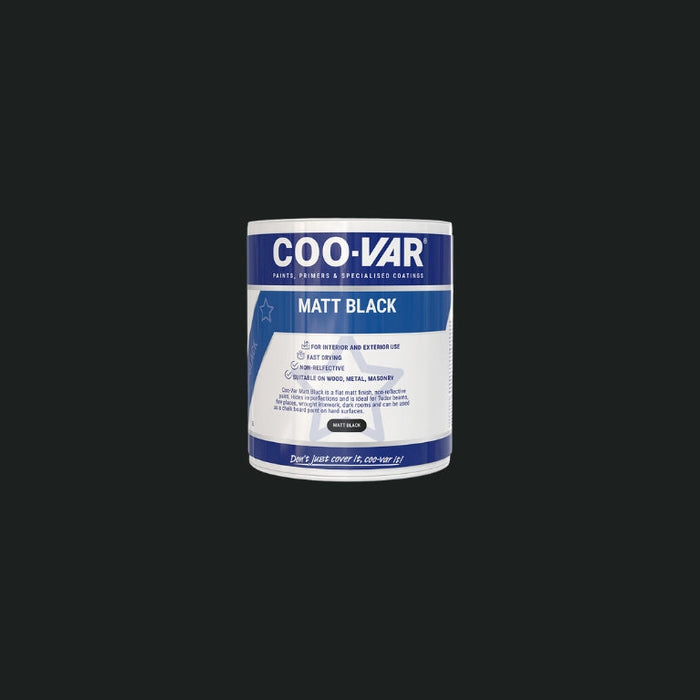 Coo-Var Matt Black Paint tin - professional interior and exterior matt black paint UK