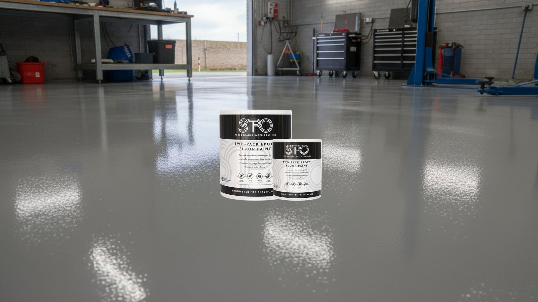 "SPO Two-Pack Epoxy Floor Paint heavy duty coating for garage workshop and industrial floors