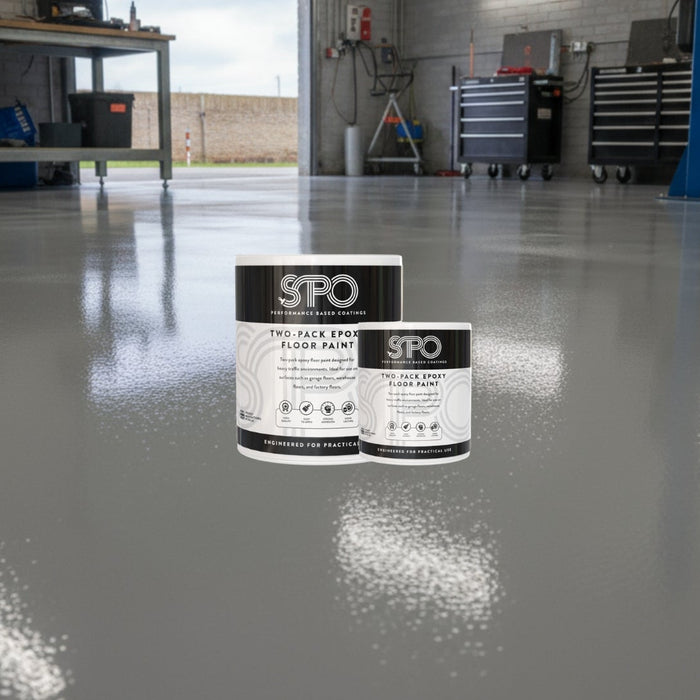 "SPO Two-Pack Epoxy Floor Paint heavy duty coating for garage workshop and industrial floors