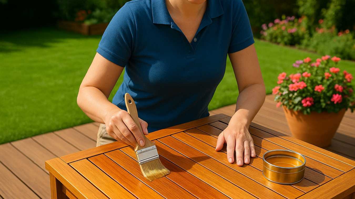 Applying Lacq Decowax Furniture Wax to table