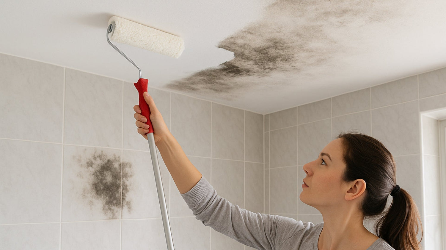 painting ceiling with Coo-Var Anti-condensation Paint to prevent condensation and mould
