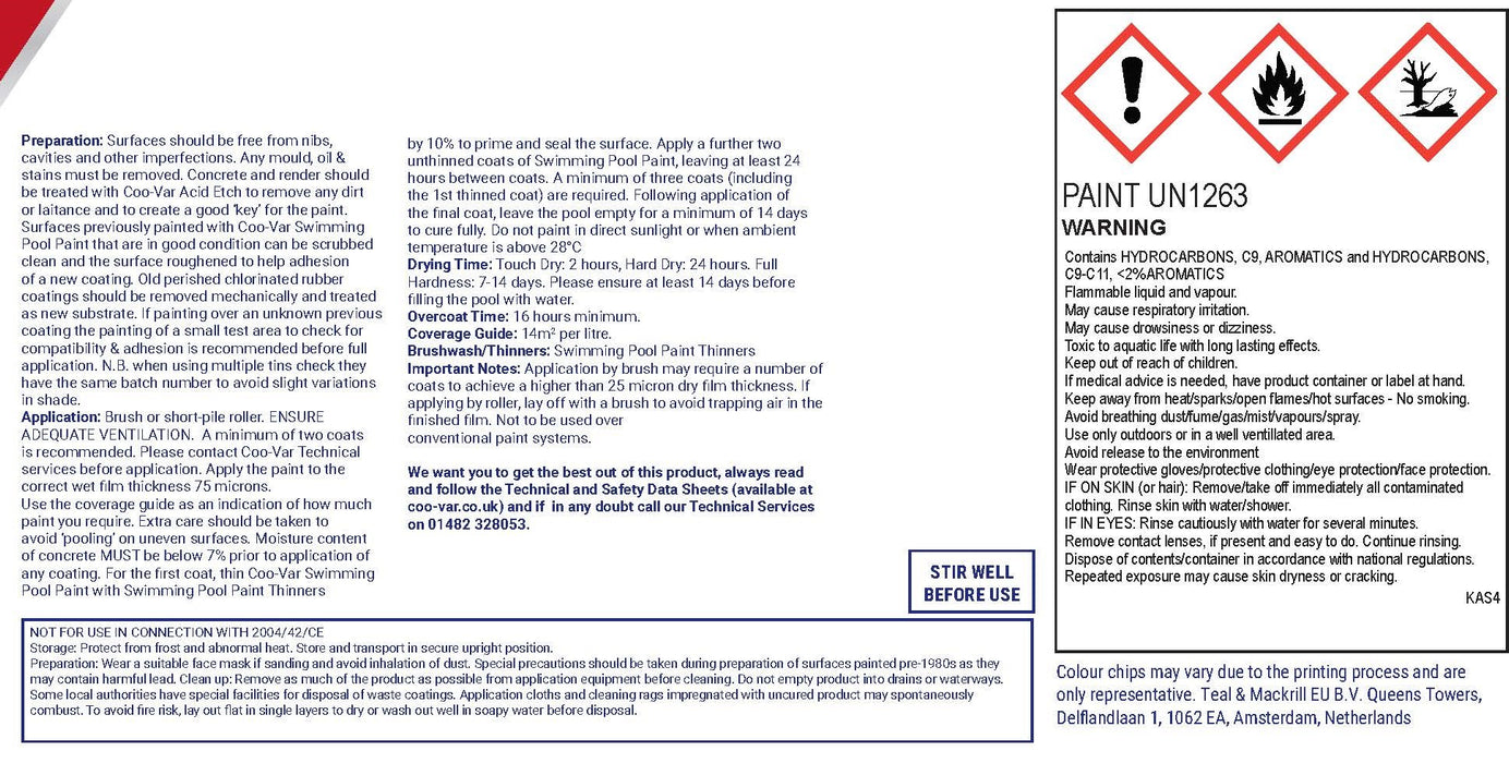 Coo-Var Swimming Pool Paint Label Back