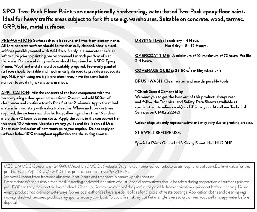 SPO Two Pack Epoxy floor Paint Hardener Label Back