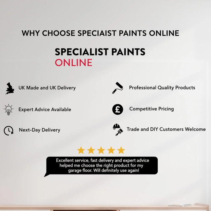 Why choose Specialist Paints Online - UK made, expert advice, next-day delivery, 5-star customer reviews