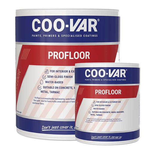 Coo-Var Profloor Two-Pack Epoxy Floor Paint shown in its front-facing tin.
