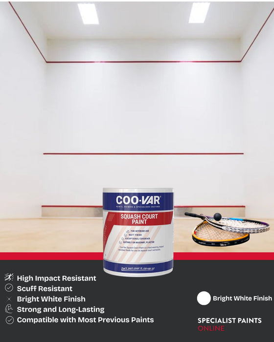 Coo-Var Squash Court Paint applied to professional squash court walls.