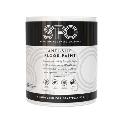 SPO Anti-Slip Floor Paint shown in its front-facing tin.
