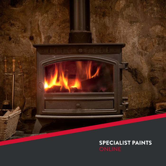 SPO Heat Resistant Black Paint applied to a log burner.
